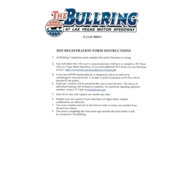 2025 Bullring Racers Membership Packet