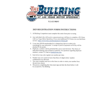 2025 Bullring Racers Membership Packet