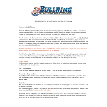 2025 Bullring Racers Welcome Letter