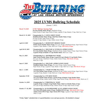 Bullring Championship Season Schedule