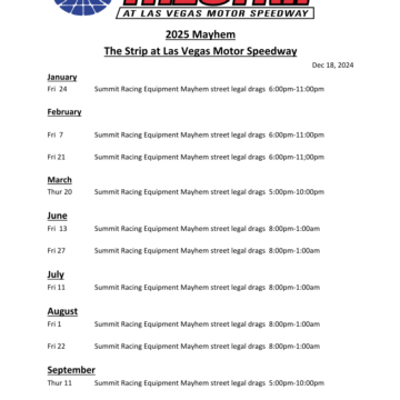 2025 Strip Mayhem Schedule